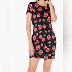 Betsey Johnson Black Maxi Dress with Pink Floral Design size 8 like new